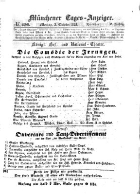Münchener Tages-Anzeiger Montag 3. Oktober 1853