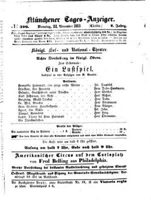 Münchener Tages-Anzeiger Dienstag 22. November 1853