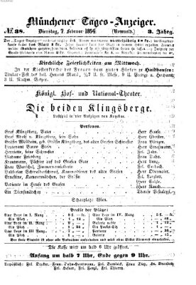 Münchener Tages-Anzeiger Dienstag 7. Februar 1854
