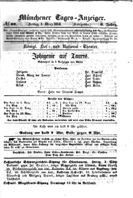 Münchener Tages-Anzeiger Freitag 3. März 1854