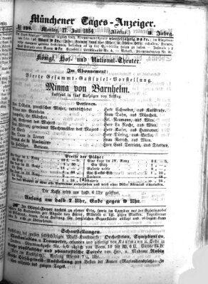 Münchener Tages-Anzeiger Montag 17. Juli 1854