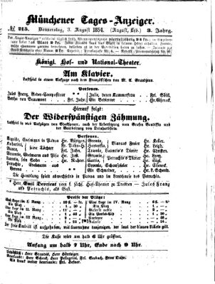 Münchener Tages-Anzeiger Donnerstag 3. August 1854