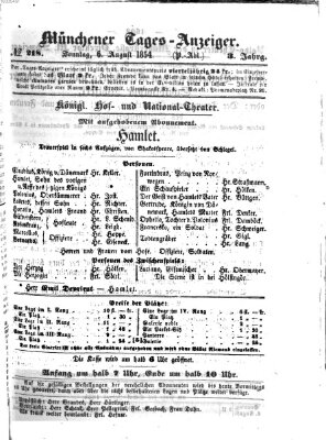 Münchener Tages-Anzeiger Sonntag 6. August 1854