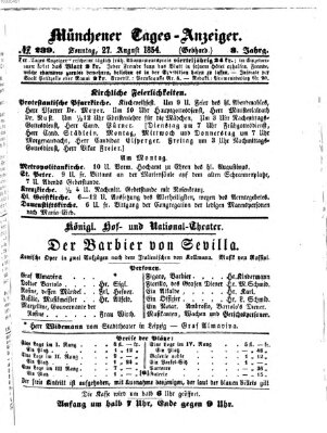 Münchener Tages-Anzeiger Sonntag 27. August 1854