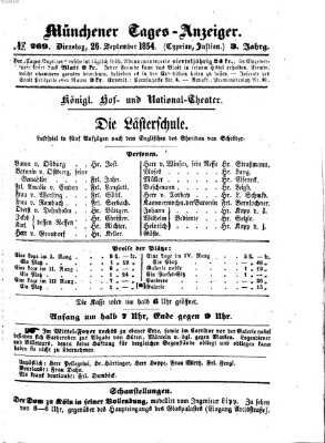 Münchener Tages-Anzeiger Dienstag 26. September 1854