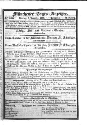 Münchener Tages-Anzeiger Montag 6. November 1854