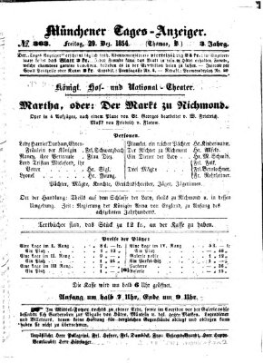 Münchener Tages-Anzeiger Freitag 29. Dezember 1854