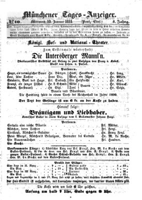 Münchener Tages-Anzeiger Mittwoch 10. Januar 1855