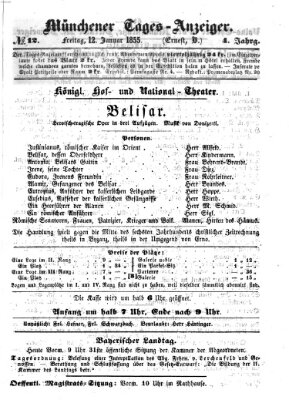 Münchener Tages-Anzeiger Freitag 12. Januar 1855