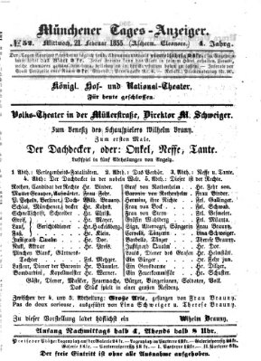 Münchener Tages-Anzeiger Mittwoch 21. Februar 1855