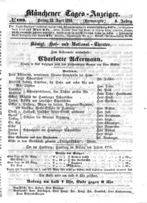 Münchener Tages-Anzeiger Freitag 13. April 1855