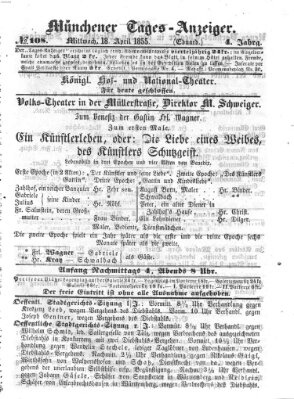 Münchener Tages-Anzeiger Mittwoch 18. April 1855