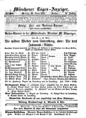 Münchener Tages-Anzeiger Montag 30. April 1855