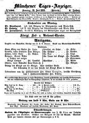 Münchener Tages-Anzeiger Sonntag 15. Juli 1855