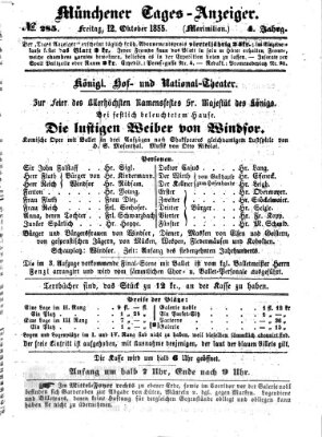 Münchener Tages-Anzeiger Freitag 12. Oktober 1855