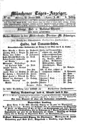 Münchener Tages-Anzeiger Montag 21. Januar 1856