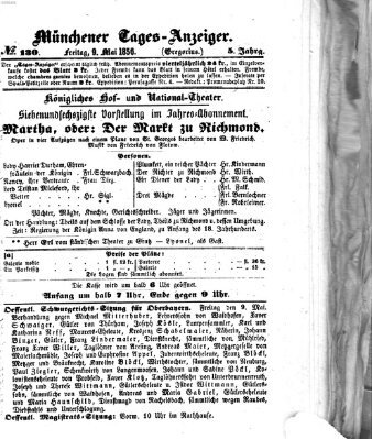 Münchener Tages-Anzeiger Freitag 9. Mai 1856