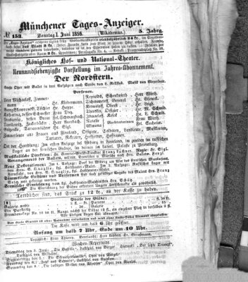 Münchener Tages-Anzeiger Sonntag 1. Juni 1856