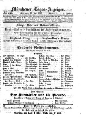 Münchener Tages-Anzeiger Mittwoch 16. Juli 1856