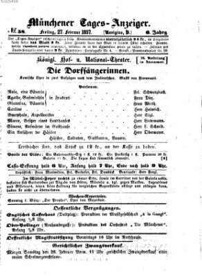 Münchener Tages-Anzeiger Freitag 27. Februar 1857