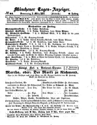 Münchener Tages-Anzeiger Donnerstag 5. März 1857