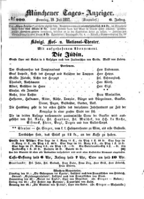 Münchener Tages-Anzeiger Sonntag 19. Juli 1857