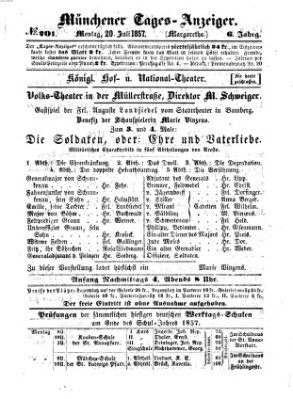 Münchener Tages-Anzeiger Montag 20. Juli 1857