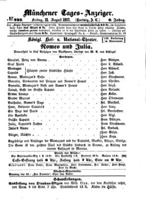 Münchener Tages-Anzeiger Freitag 21. August 1857