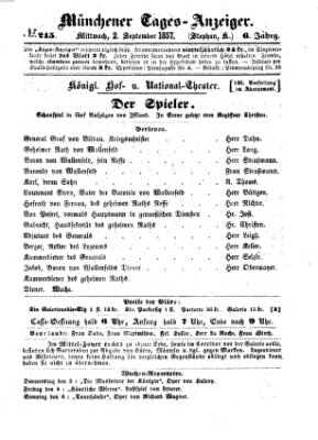 Münchener Tages-Anzeiger Mittwoch 2. September 1857