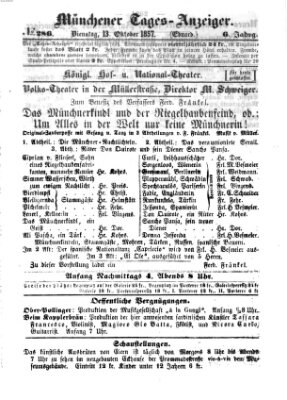Münchener Tages-Anzeiger Dienstag 13. Oktober 1857