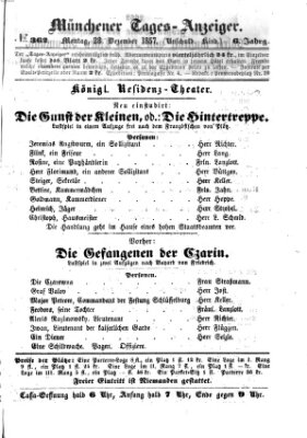 Münchener Tages-Anzeiger Montag 28. Dezember 1857