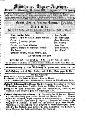 Münchener Tages-Anzeiger Donnerstag 18. Februar 1858