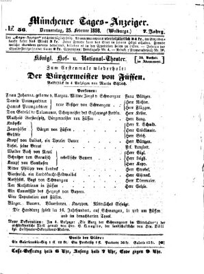 Münchener Tages-Anzeiger Donnerstag 25. Februar 1858