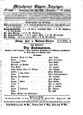 Münchener Tages-Anzeiger Donnerstag 20. Mai 1858
