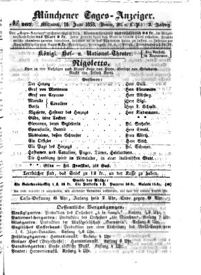 Münchener Tages-Anzeiger Mittwoch 16. Juni 1858