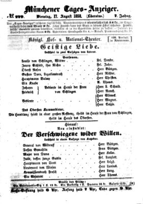 Münchener Tages-Anzeiger Dienstag 17. August 1858