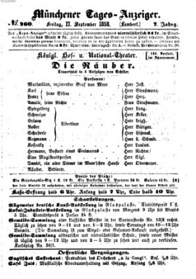 Münchener Tages-Anzeiger Freitag 17. September 1858