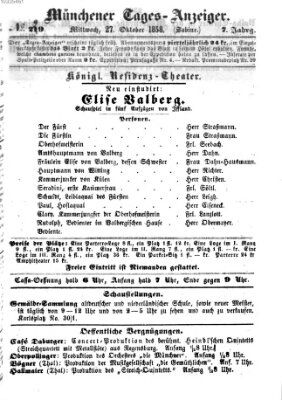 Münchener Tages-Anzeiger Mittwoch 27. Oktober 1858