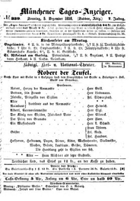 Münchener Tages-Anzeiger Sonntag 5. Dezember 1858