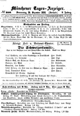 Münchener Tages-Anzeiger Donnerstag 16. Dezember 1858