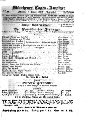 Münchener Tages-Anzeiger Montag 3. Januar 1859