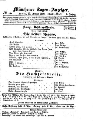 Münchener Tages-Anzeiger Montag 10. Januar 1859