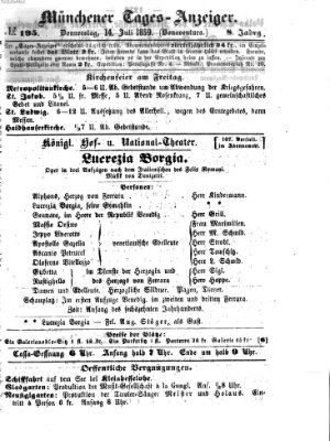 Münchener Tages-Anzeiger Donnerstag 14. Juli 1859