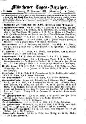 Münchener Tages-Anzeiger Samstag 17. September 1859