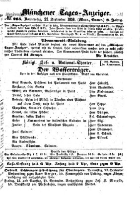 Münchener Tages-Anzeiger Donnerstag 22. September 1859