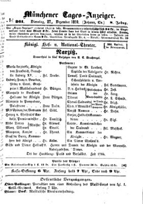 Münchener Tages-Anzeiger Dienstag 27. Dezember 1859