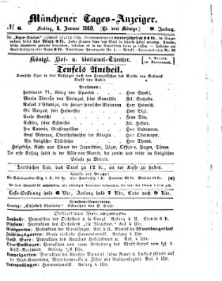 Münchener Tages-Anzeiger Freitag 6. Januar 1860