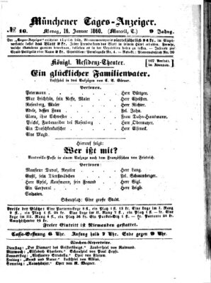 Münchener Tages-Anzeiger Montag 16. Januar 1860