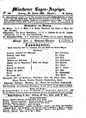 Münchener Tages-Anzeiger Sonntag 22. Januar 1860