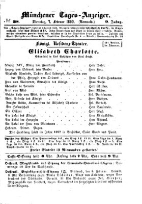 Münchener Tages-Anzeiger Dienstag 7. Februar 1860